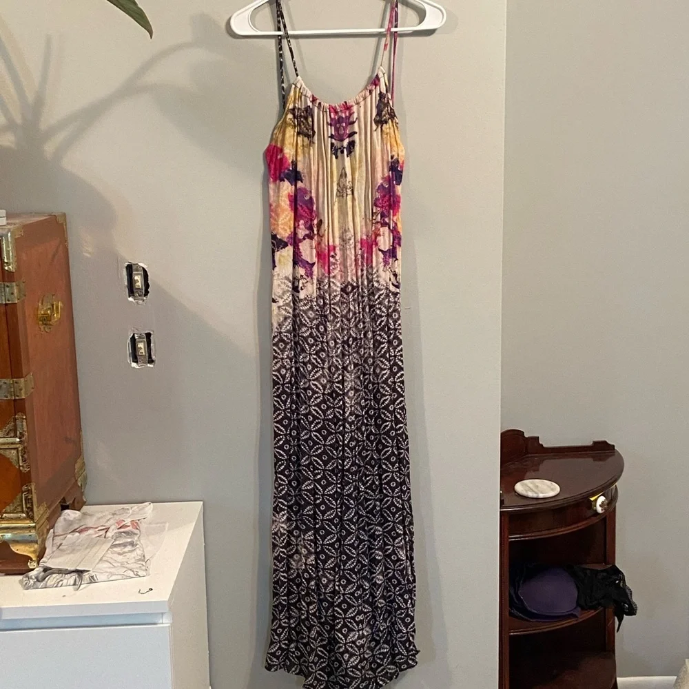 Free People tie dye Batik Maxi Backless Dress Medium - Picture 8 of 9